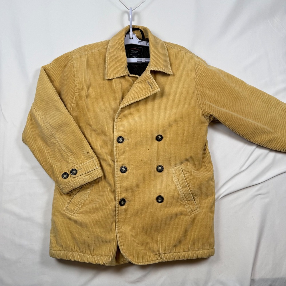 Vintage American Eagle Outfitters Corduroy Sherpa Lined Jacket Mens Small Yellow